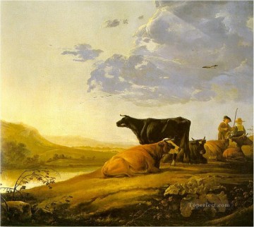 Ganado Vaca Toro Painting - vacas paisaje clasico